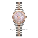 Đồng Hồ Nữ Carnival 8131L2 Dây Thép Demi Vàng Hồng Mặt Xà Cừ Hồng Viền Đá Size 30mm - Quartz