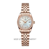 Đồng Hồ Nữ Carnival 8131L2 Dây Thép Vàng Hồng Mặt Xà Cừ Trắng Viền Đá Size 30mm - Quartz