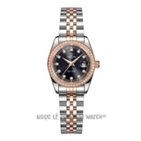 Đồng Hồ Nữ Carnival 8131L2 Dây Demi Vàng Hồng Mặt Đen Viền Đá Size 30mm - Quartz