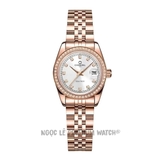 Đồng Hồ Nữ Carnival 8131L2 Dây Thép Vàng Hồng Mặt Trắng Viền Đá Size 30mm - Quartz