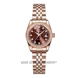 Đồng Hồ Nữ Carnival 8131L2 Dây Thép Vàng Hồng Mặt Nâu Viền Đá Size 30mm - Quartz