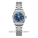 Đồng Hồ Nữ Carnival 8131L2 Dây Thép Silver Mặt Xanh Dương Viền Đá Size 30mm - Quartz