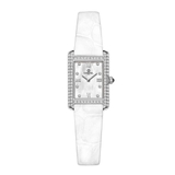 Đồng Hồ Nữ Carnival 8236L Mặt Trắng Xà Cừ Dây Da Trắng Vỏ Chữ Nhật Đính Đá Silver Size 21x31mm