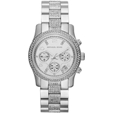 Đồng Hồ Nữ Michael Kors MK5825 Mặt Trắng Đính Đá 6 Kim Chronograph Kim Loại Silver Size 38mm