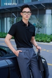 Áo polo đen trơn túi ngực N23