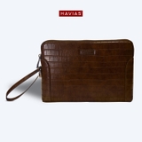 Clutch khóa mã số da bò vân cá sấu LOUIS HAVIAS™