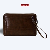 Clutch khóa mã số da bò vân cá sấu LOUIS HAVIAS™