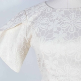 Wing Sleeve Apricot Blossom Vein White Dress