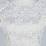 Wing Sleeve Apricot Blossom Vein White Dress