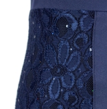 Classy Wing Sleeve Twinkle Lace Navy Dress