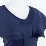 Classy Wing Sleeve Twinkle Lace Navy Dress