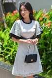 Couple White Shirt mixed Black & Classy Pleated Lace Dress