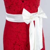 Gerbera Fabric White Bow Sleeveless Red Dress