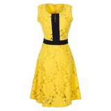 Flowering Mixed Black Yellow Sleeveless Dress