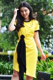 Couple 2 Pocket Shirt & Black Band Yellow Dress