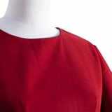 Cascade Sleeve Pearl Belt mixed Black Red Dress