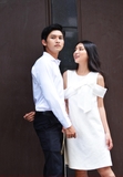 Couple Premium White Shirt & Textured Bow Tie Dress