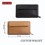 Clutch Da thật 2 khóa Handle HAVIAS
