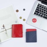 Couple Ví Seashell Grid Frame Navy & Rosy Luck Red Wallet
