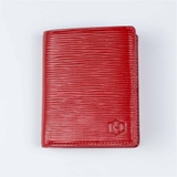 Couple Ví Seashell Grid Frame Navy & Rosy Luck Red Wallet