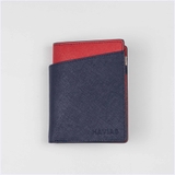 Couple Ví Seashell Grid Frame Navy & Rosy Luck Red Wallet