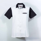Black Short Sleeve White Shirt with Hidden Pocket