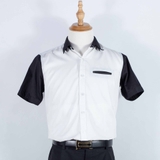 Black Short Sleeve White Shirt with Hidden Pocket
