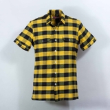 2 Pocket Yellow Black Short Sleeve Button Down Shirt