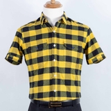 2 Pocket Yellow Black Short Sleeve Button Down Shirt