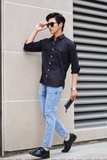 2 Pocket Black Button Down Narrow Point Shirt