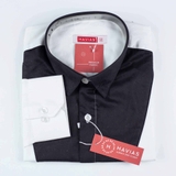 Black Chest Hidden Button Down White Shirt