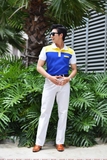 Navy Blue Mixed Yellow Back Giles Form Polo