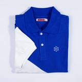 Navy Blue Mixed White Red Skew Premium Polo