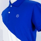Navy Blue Mixed White Red Skew Premium Polo