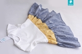 Váy thô linen ba đoạn tay ngắn mầm vàng 3MAM