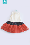 Váy thô phối linen 3 đoạn ô cam