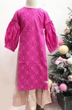 Set áo dài tay bồng hồng hình học
