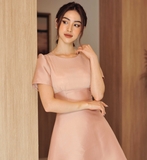 Đầm taffeta phối tơ linen xếp nếp nhỏ BEHER