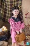 Váy linen phối ngực hoa lanh hồng đậm NITEFALL