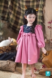 Váy linen phối ngực hoa lanh hồng đậm NITEFALL