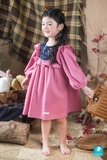 Váy linen phối ngực hoa lanh hồng đậm NITEFALL