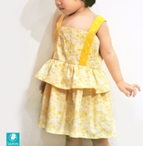 Váy hai dây peplum hoa vàng dây vàng 2PEPY