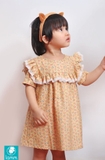 Váy thô Hàn Quốc bèo vuông ren hoa vàng vintage CHERRY