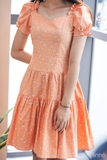 Váy thô Hàn chun vai 3 đoạn hoa cam