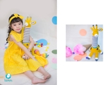 Váy thô cổ vuông hoa vàng sẫm-DANDELION