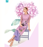 Áo dài tơ lụa in tranh cẩm tú cầu (không kèm quần)