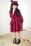 Váy nhung peplum đỏ mận