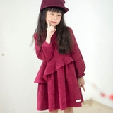 Váy nhung peplum đỏ mận