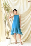 Váy tơ xước 4 dây xanh Linné
