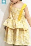 Váy hai dây peplum hoa vàng dây vàng 2PEPY